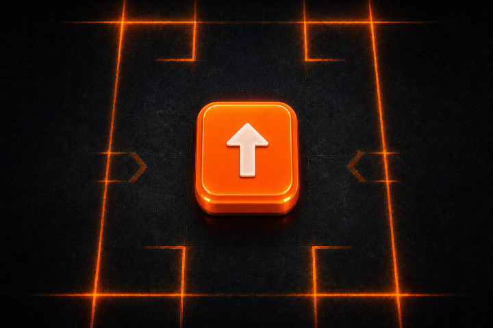 Slidescape gameplay with neon grid and orange convoy box